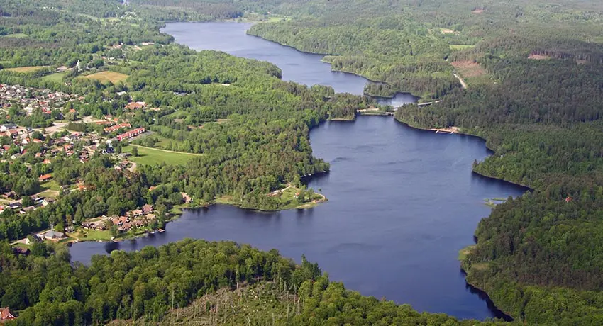 Aerial view of Simlångsdalen and Brearedsjön