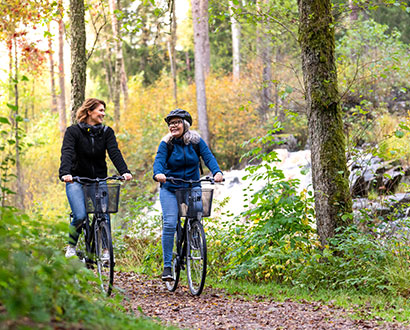 Två cyklister i skogen i Halmstad